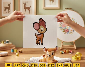 Adorable Little Prince Bambi Embroidery Design, Embroidery Designs, Little Bambi Machine Embroidery Design, 4 Sizes Deer Embroidery Designs