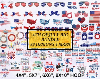 4th of July Big Machine Embroidery Design Bundle, 4 Sizes EMB Designs, 4th of July Embroidery Designs Bundle, 4th of July Embroidery Designs