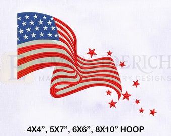 Fourth of July American Flag Machine Embroidery Design, Flag Embroidery Designs, American Flag Embroidery Design, 4 Sizes Embroidery Designs