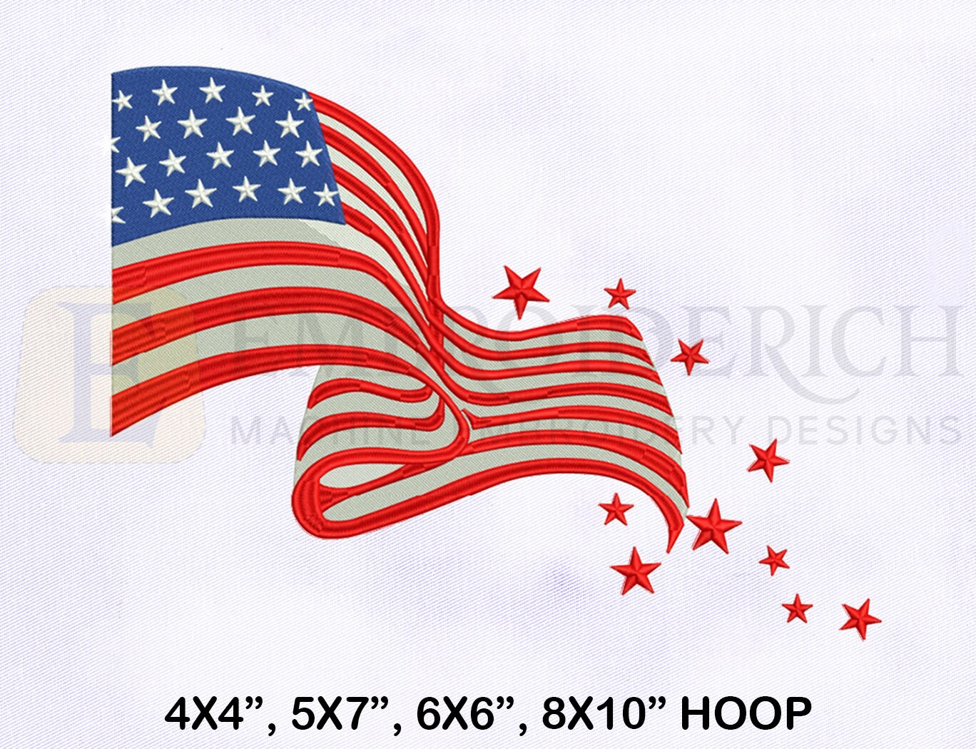 Fourth of July American Flag Machine Embroidery Design Flag Etsy