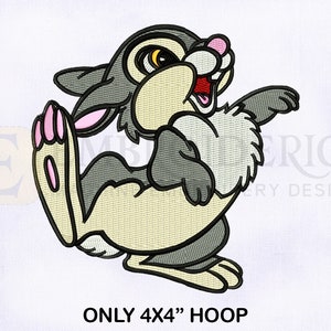Foot Thumping Bambi Thumper Embroidery Design, Rabbit Embroidery Design, Thumper Machine Embroidery Design, 4x4 Hoop Bambi Embroidery Design