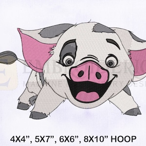 Cute Moana Pua Machine Embroidery Design, Cute Pua Embroidery Designs, Pua Embroidery Designs, 4 Sizes Machine Embroidery Designs