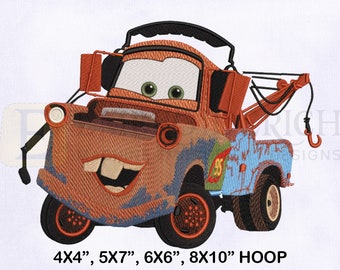 Tow Mater Truck Machine Embroidery Design, Mater Truck Embroidery Designs, Truck Embroidery Design, 4 Sizes Machine Embroidery Designs