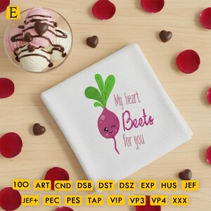 Beetroot Machine Embroidery Design | Valentine's Day Beet Embroidery (4 Sizes)