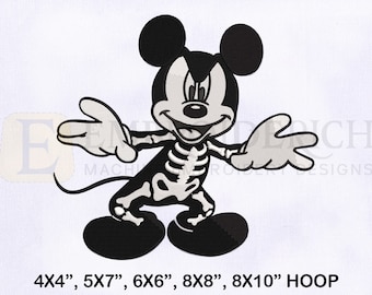 Mickey Mouse Skeleton Embroidery Design, Halloween Embroidery (4 Sizes)