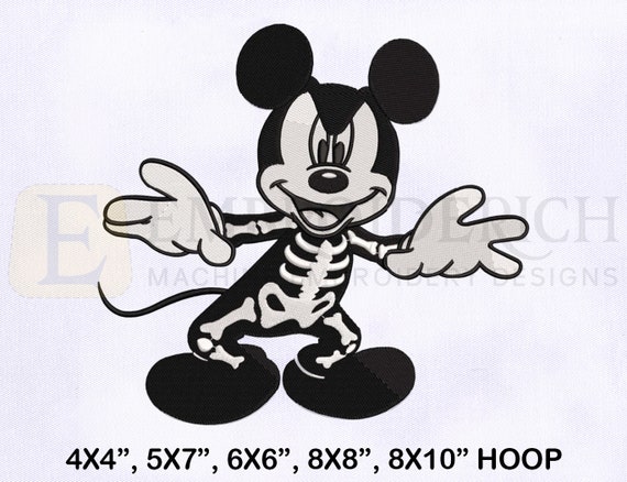 Mickey Mouse Skeleton Machine Embroidery Design, Halloween