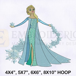 Magical Princess Elsa Embroidery Design, Frozen Embroidery Designs, Princess Machine Embroidery Design, 4 Sizes Machine Embroidery Designs