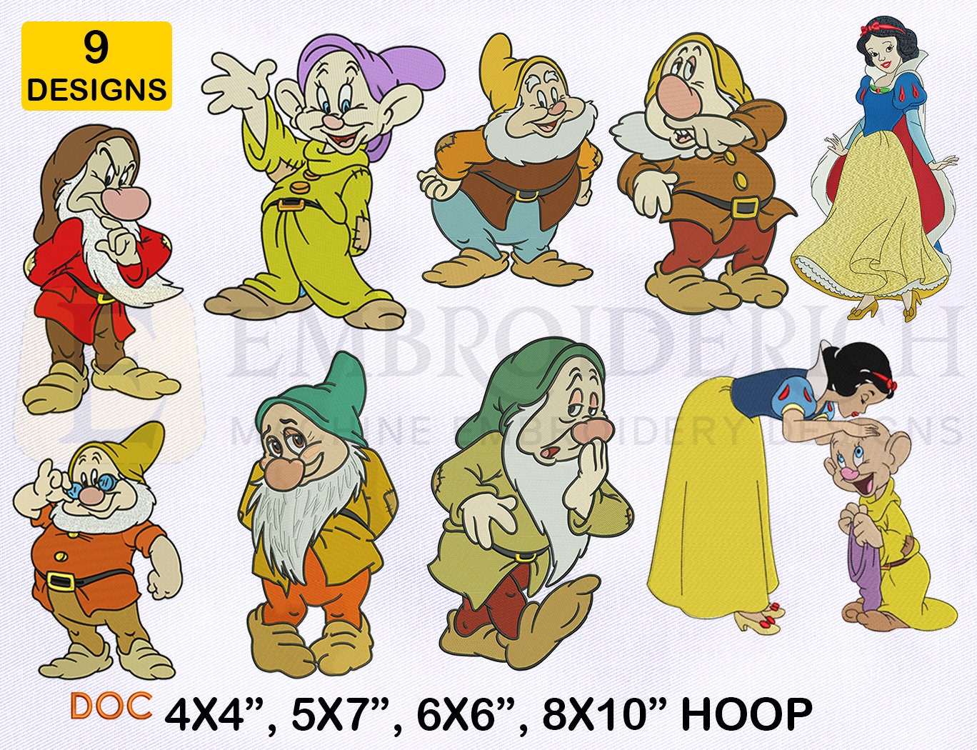 Disney Seven Dwarfs Embroidery Design Bundle 4 Sizes EMB | Etsy