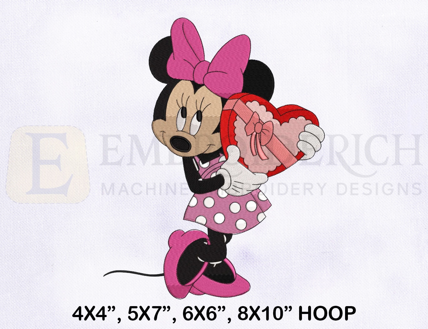 Minnie Mouse Holding Heart Box Embroidery Design (4 Sizes) - Etsy