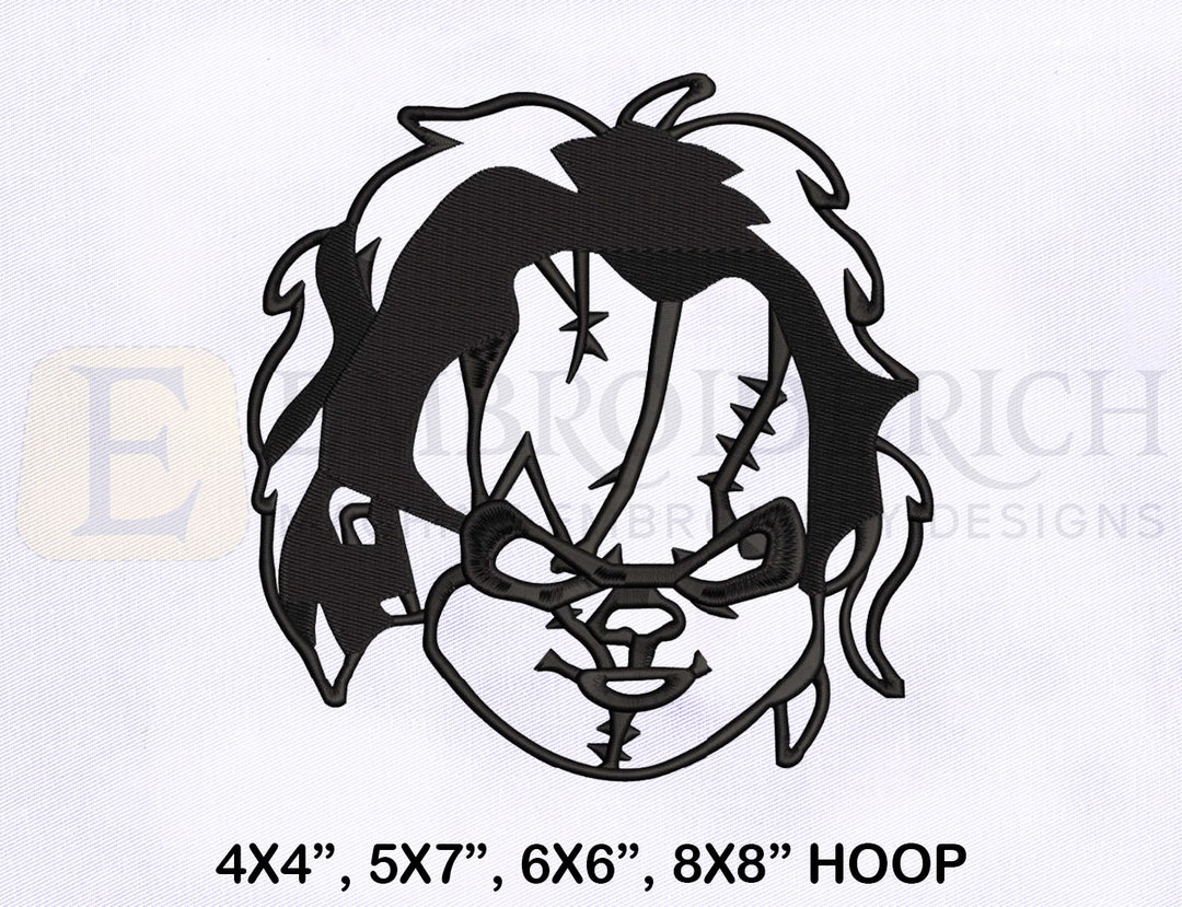 Scary Chucky Face Silhouette Embroidery Design Horror pic pic picture