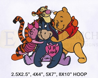 Winnie the Pooh Characters Embroidery Design, Embroidery Design, Eeyore Embroidery Design, 4 Sizes Machine Embroidery Design