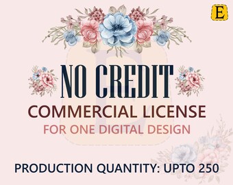 No Credit Commercial License for One Digital Product Design for One Person Up To 250 Uses Embroiderich Embroidery Clipart Graphic License