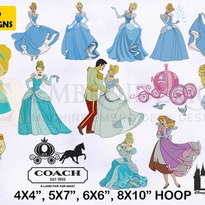 Cinderella Embroidery Designs Bundle, 4 Sizes EMB Designs, Princess Embroidery Designs Bundle, Prince Charming Machine Embroidery Designs