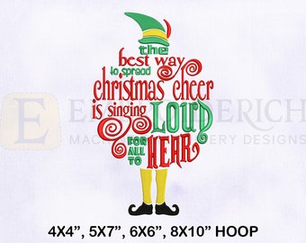 The Best Way to Spread Christmas Cheer Embroidery Design, Christmas Embroidery Designs, 4 Sizes Embroidery Designs, Elf Embroidery Design