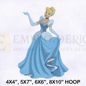 Princess Cinderella Machine Embroidery Design, Princess Embroidery Designs, Cinderella Embroidery Design, 4 Sizes Machine Embroidery Designs