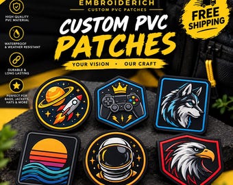 Custom PVC Patch: 2D/3D Rubber Patch, Sew/Iron On, Velcro Hook Backing