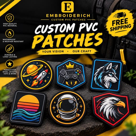 Custom PVC Patch: 2D/3D Rubber Patch, Sew/Iron On, Velcro Hook Backing