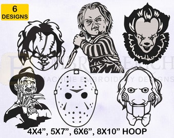 Horror Movie Killer Embroidery Designs Bundle (Instant Download)