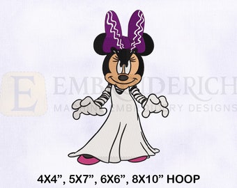 Halloween Minnie Mouse Skeleton Machine Embroidery Design