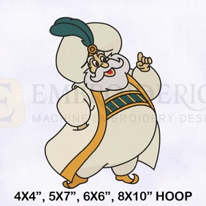 Aladdin The Sultan Machine Embroidery Design, Aladdin Embroidery Design, Aladdin Sultan Embroidery Design, 4 Sizes Machine Embroidery Design