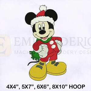 Cute Mickey Mouse Christmas Embroidery Design, Christmas Embroidery Designs, 4 Sizes Embroidery Designs, Cute Mickey Mouse Embroidery Design