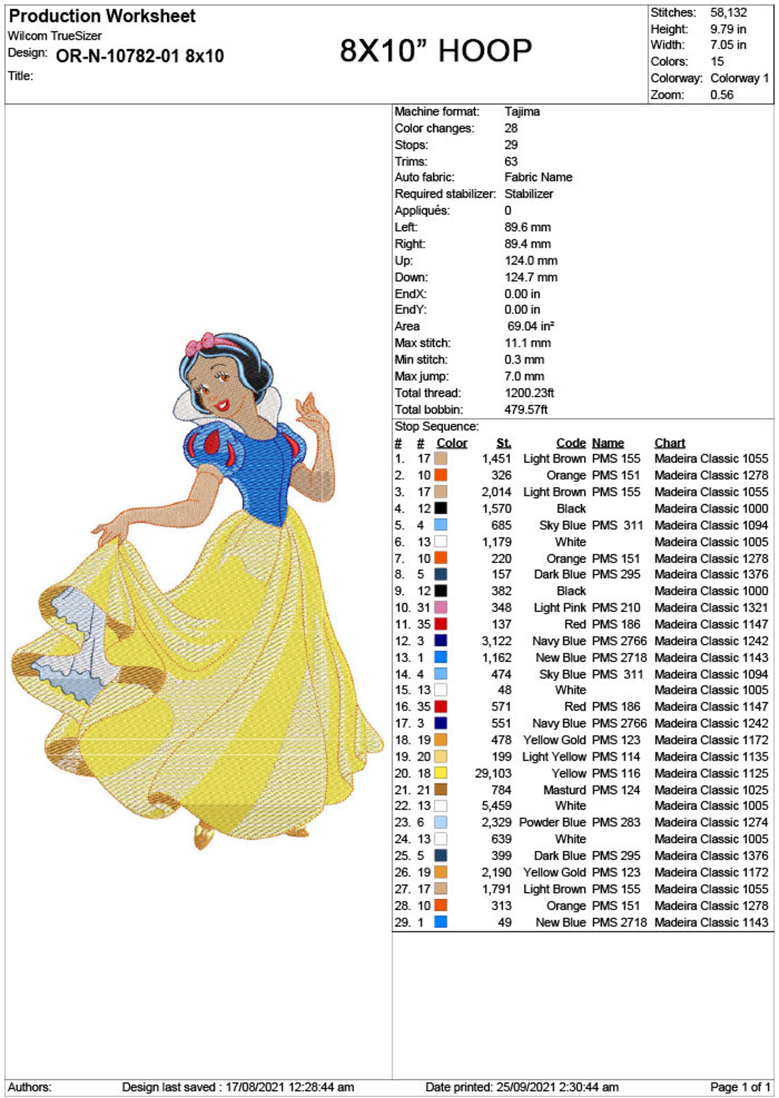 Princess Snow White Machine Embroidery Design Snow White Etsy