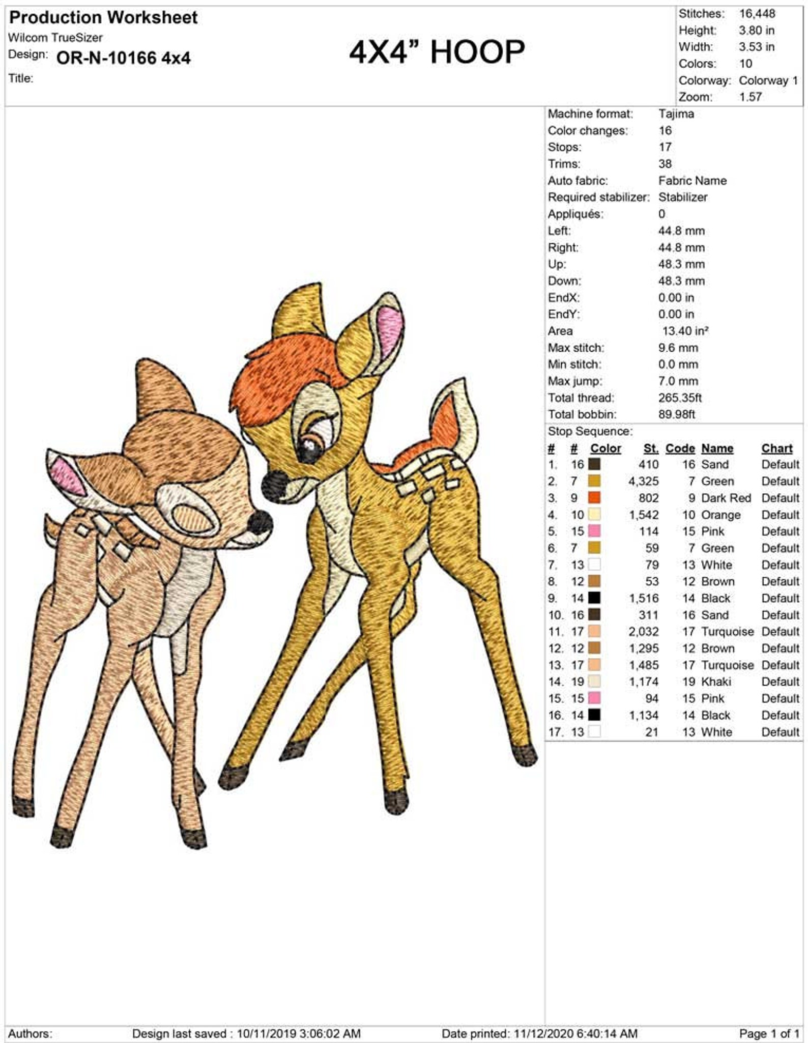 Bambi Deer Embroidery Bambi Deer Embroidery