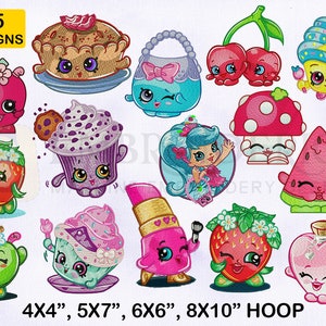 Shopkins Machine Embroidery Designs Bundle, 4 Sizes EMB Designs, Shopkins Embroidery Designs Bundle, Cartoon Embroidery Designs, Cupcake EMB