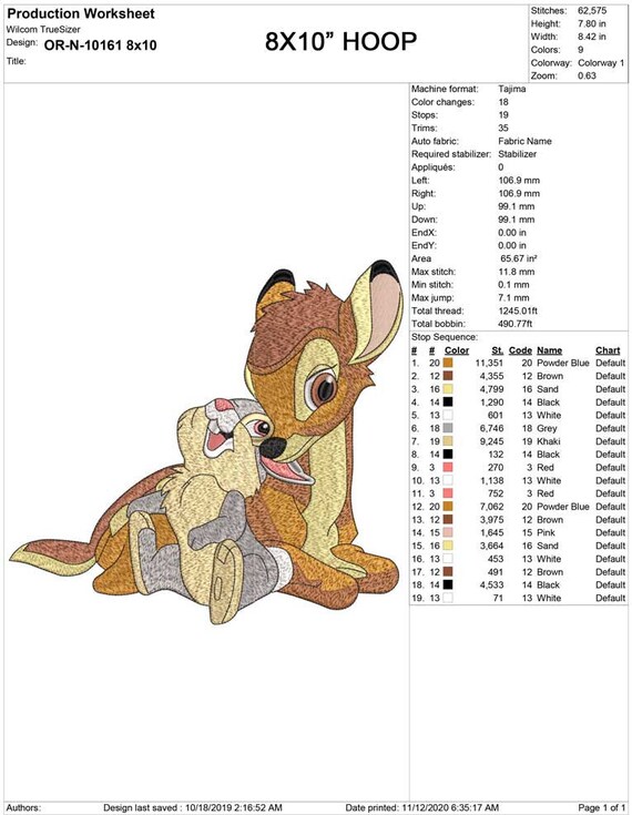 Bambi and Thumper Embroidery Design, Disney Movie (4x4 to 8x10