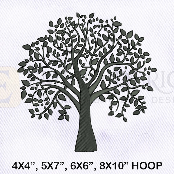 Old Black Tree Silhouette Embroidery Design, Tree Embroidery Designs, Black Tree Embroidery Design, 4 Sizes Machine Embroidery Designs