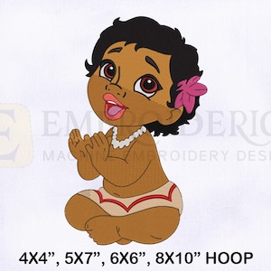 Cute Baby Moana Machine Embroidery Design, Baby Moana Embroidery Designs, Princess Moana Embroidery Designs, 4 Sizes Cute Embroidery Designs