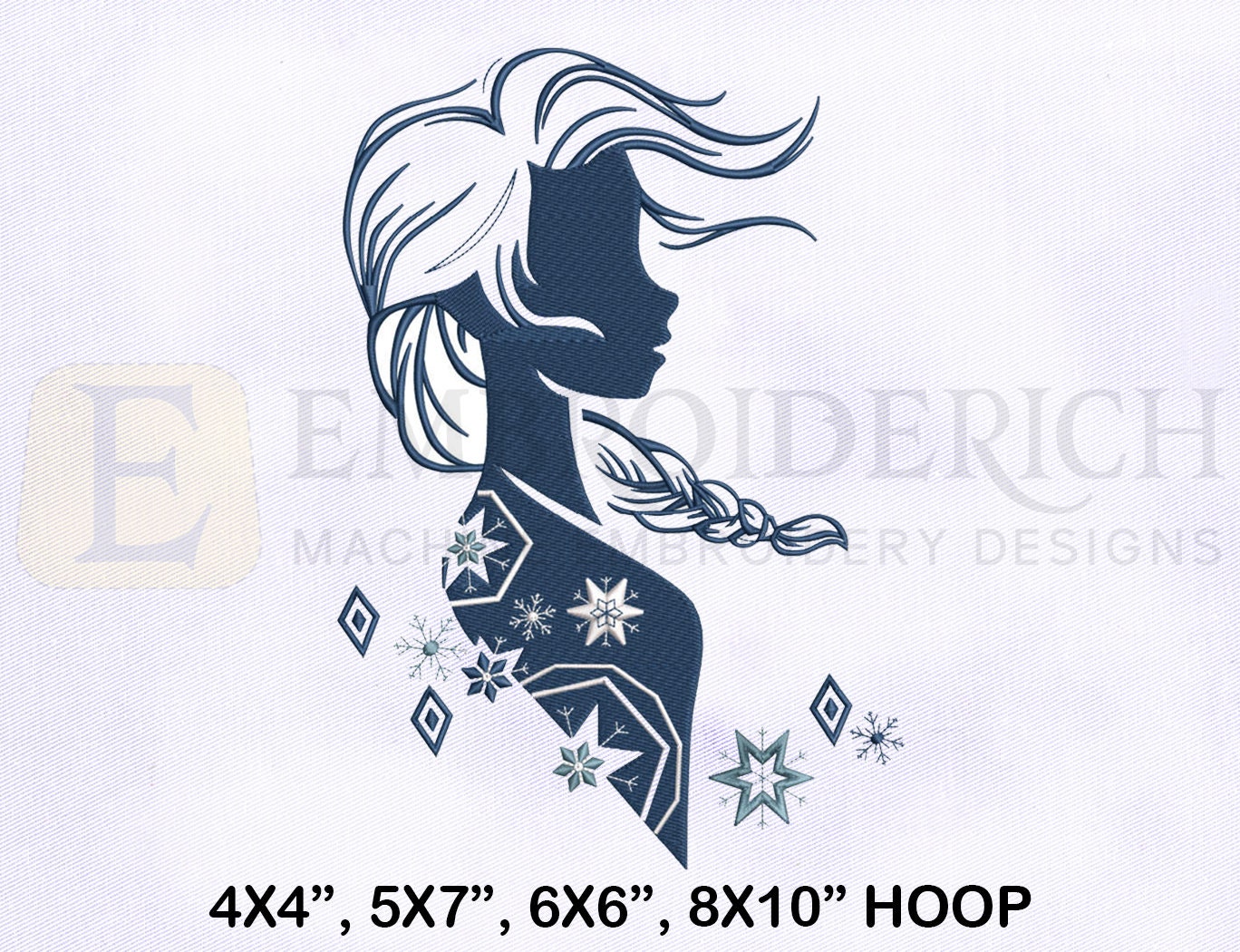 Silhouette Frozen Princess Elsa Embroidery Design Frozen