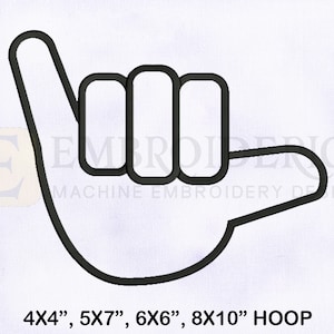 Sign Language Alphabet Y Machine Embroidery Design | 4 Sizes EMB Designs | Hand Sign Language Y Embroidery Design | Sign Language EMB Design