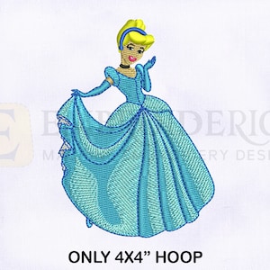 Lovely Princess Cinderella Embroidery Design, Princess Embroidery Designs, Cinderella Machine Embroidery Design, 4x4 Hoop Embroidery Designs