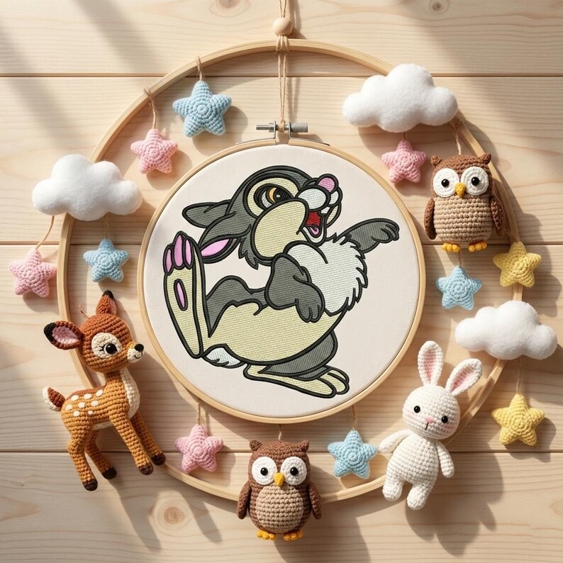 Foot Thumping Bambi Thumper Embroidery Design, Rabbit Embroidery Design ...