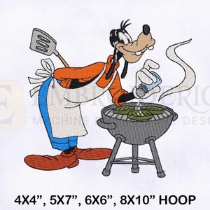 Goofy Chef Machine Embroidery Design | Chef Embroidery Design | Goofy Embroidery | Goofy Embroidery Design | 4 Sizes Embroidery Designs