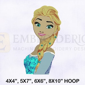 Frozen Beautiful Princess Elsa Embroidery Design, Frozen Embroidery Design, Elsa Machine Embroidery Design 4 Sizes Machine Embroidery Design
