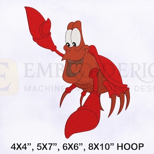Sirenita Sebastian Machine Embroidery Design, Sebastian Embroidery Designs, Sirenita Embroidery Designs, 4 Sizes Machine Embroidery Designs