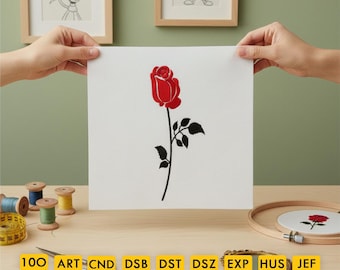 Beauty And The Beast Flower Machine Embroidery Design, Flower Embroidery Design, Rose Embroidery Designs, 4 Sizes Machine Embroidery Designs