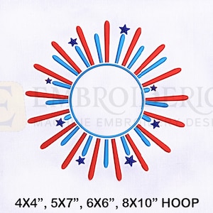 USA Fireworks Machine Embroidery Design, 4th Of July Embroidery Designs, USA Fireworks Embroidery Design, 4 Sizes Machine Embroidery Designs
