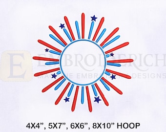 USA Fireworks Machine Embroidery Design, 4th Of July Embroidery Designs, USA Fireworks Embroidery Design, 4 Sizes Machine Embroidery Designs