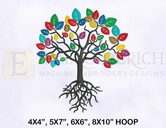 Embroidery Designs With Tree Roots Colorful Embroidered Tree