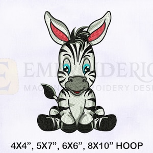 Cute Baby Zebra Embroidery Design, Animals Embroidery Designs, Baby Zebra Embroidery Design, 4 Sizes Machine Embroidery Designs