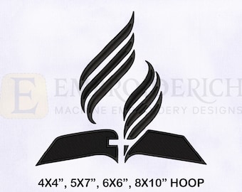 Siebenten-Tags- Adventist Kirche Stickdatei, Stickdatei | 4 Größen EMB Designs | Siebenter Tag Symbol Stickdatei | Religiöse Stickmotive