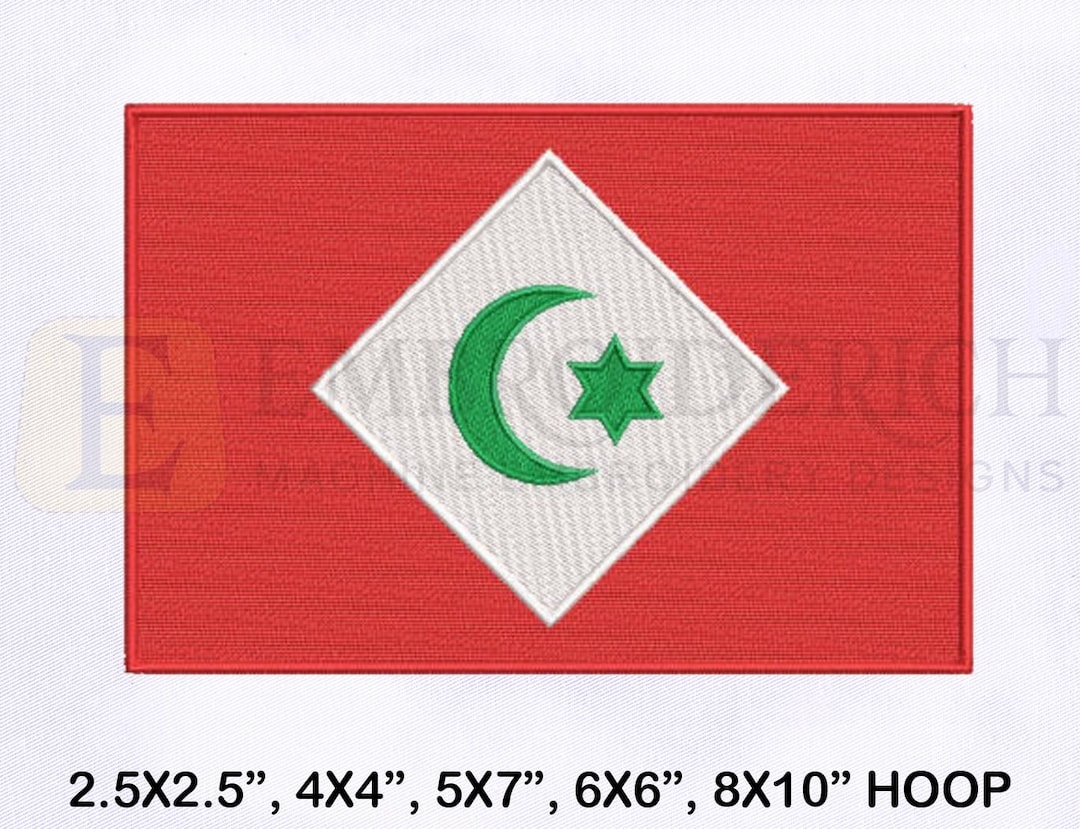 Real Rif Flag Republic of the Rif Flag Machine Embroidery Design | Flag Embroidery ...