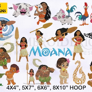 Moana Machine Embroidery Designs Bundle, 4 Sizes EMB Designs, Moana Embroidery Designs, Moana, Pua, Hei Hei, Maui Wikia, Embroidery Designs