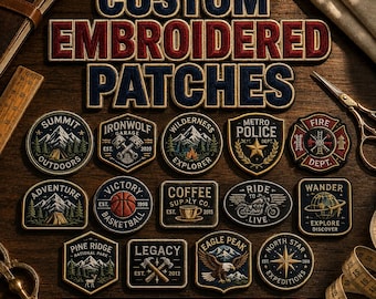 Custom Embroidered Patches - Bulk Personalized Logo Badges for Hats And Uniforms | Iron On, Sew On & Hook Fastener Patch | Custom Patches