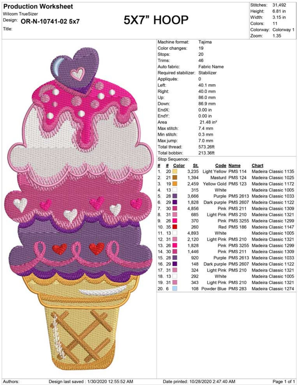 Love Ice Cream Cone Machine Embroidery Design 4 Sizes Etsy