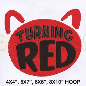 Turning Red Logo Machine Embroidery Design, Logo Machine Embroidery Design, 4 Sizes Machine Embroidery Design, Turning Red Logo Embroidery
