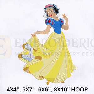 Princess Snow White Machine Embroidery Design, Snow White Embroidery Designs, Princess Embroidery Design, 4 Sizes Machine Embroidery Designs